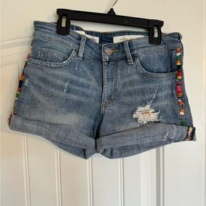 Anthropologie jean shorts with embroidery details